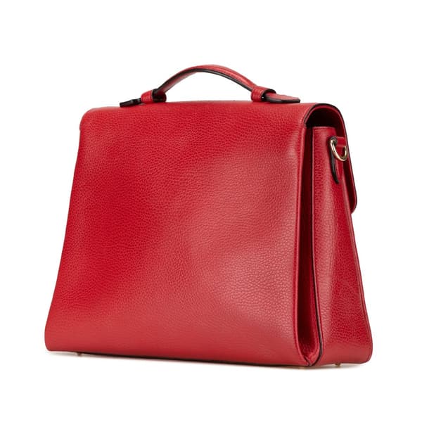 Pre-owned Gucci Medium Dollar Calf Interlocking G Satchel Red