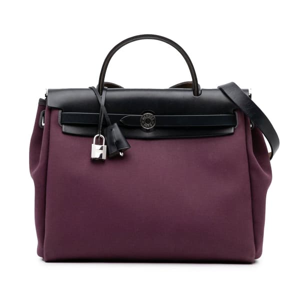 Pre-owned Hermès Toile Herbag Zip 31 Purple