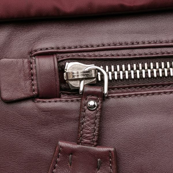Pre-owned Prada Tessuto and Nappa Reversible Satchel Red