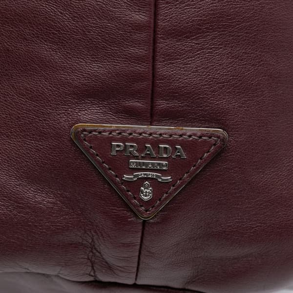 Pre-owned Prada Tessuto and Nappa Reversible Satchel Red