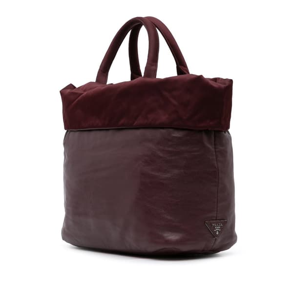 Pre-owned Prada Tessuto and Nappa Reversible Satchel Red