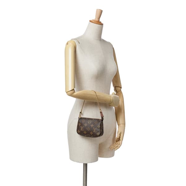 Pre-owned Louis Vuitton Monogram Mini Pochette Accessoires Brown