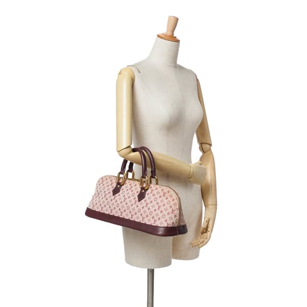 Pre-owned Louis Vuitton Monogram Mini Lin Alma Horizontal Red