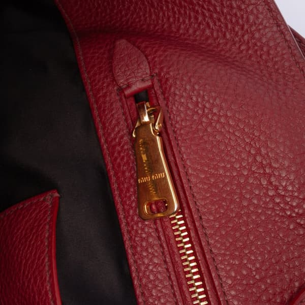 Pre-owned Miu Miu Large Vitello Daino Convertible Shopper Tote Red