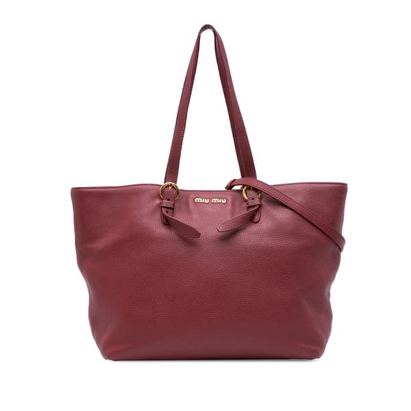 Pre-owned Miu Miu Large Vitello Daino Convertible Shopper Tote Red
