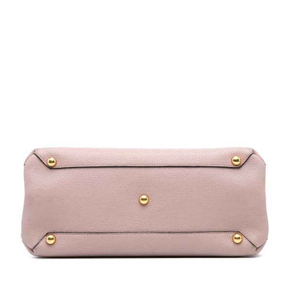 Pre-owned Burberry Medium Leather and House Check Banner Satchel Pink