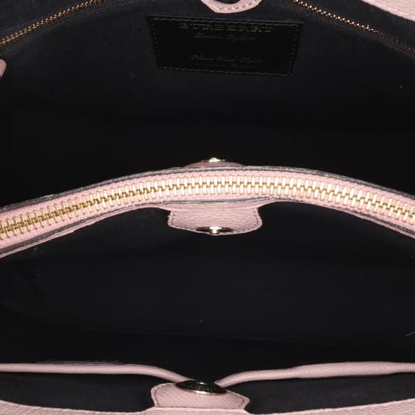 Pre-owned Burberry Medium Leather and House Check Banner Satchel Pink