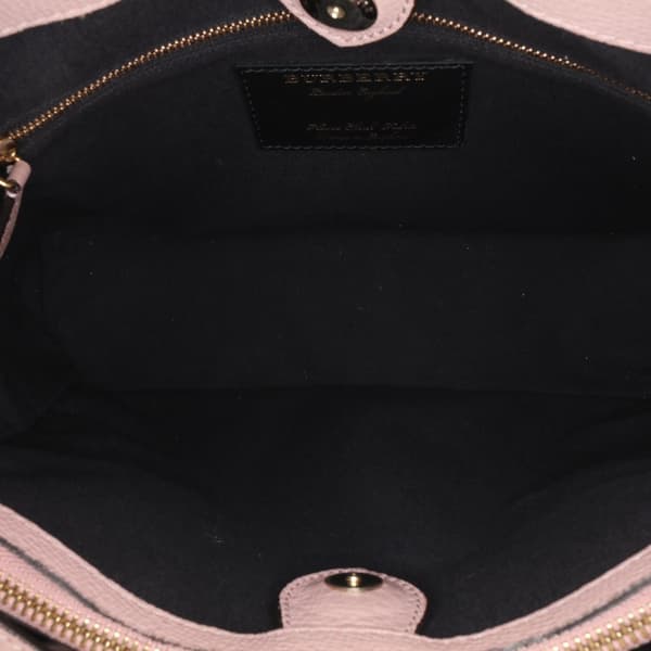 Pre-owned Burberry Medium Leather and House Check Banner Satchel Pink
