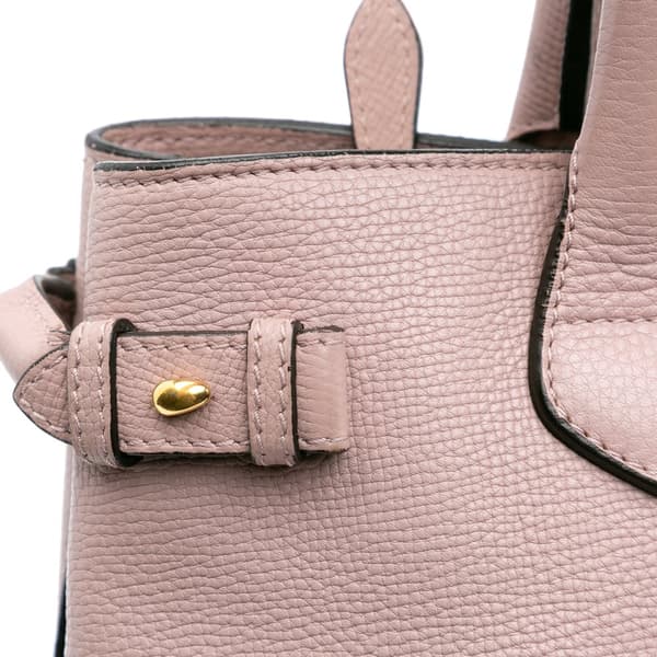 Pre-owned Burberry Medium Leather and House Check Banner Satchel Pink