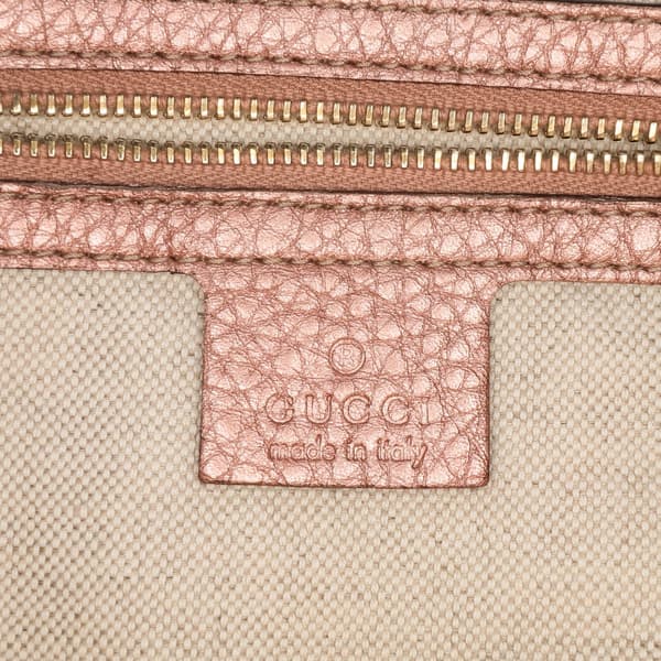 Pre-owned Gucci Metallic Pebbled Calfskin Bella Satchel Pink