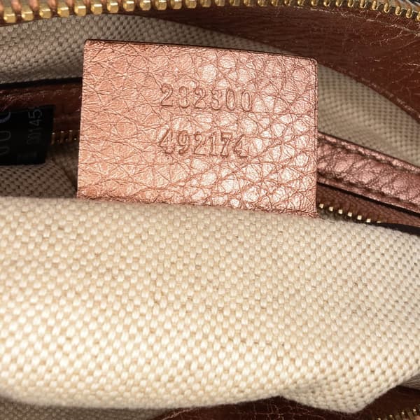 Pre-owned Gucci Metallic Pebbled Calfskin Bella Satchel Pink