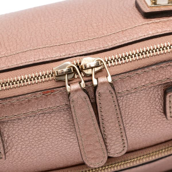 Pre-owned Gucci Metallic Pebbled Calfskin Bella Satchel Pink