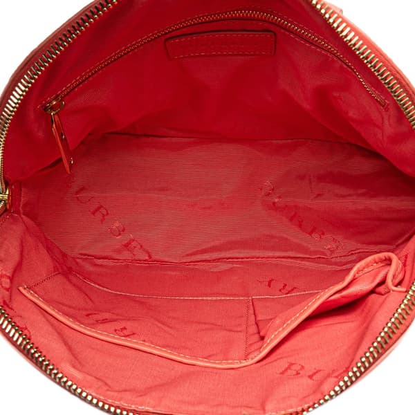 Pre-owned Burberry Small Heritage Grain Check Embossed Orchard Bowling Bag Pink