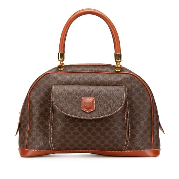 Pre-owned Celine Macadam Coated Canvas Handbag Brown