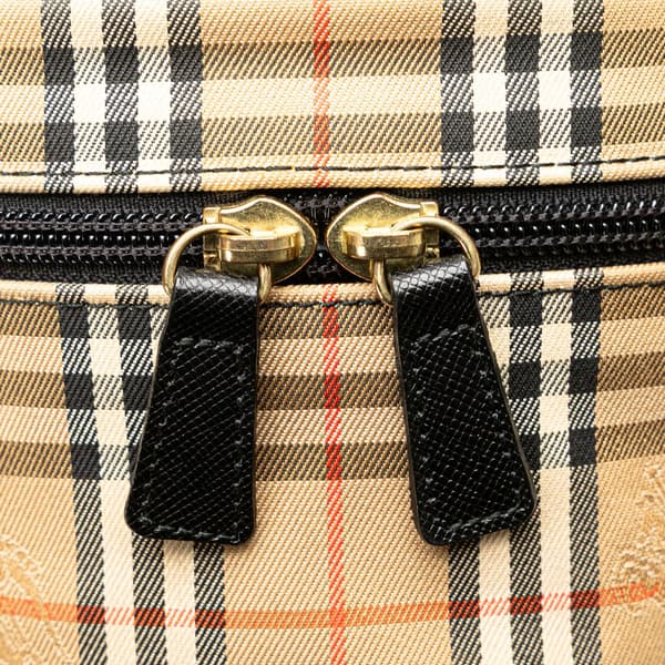 Pre-owned Burberry Haymarket Check Canvas Vanity Bag Brown
