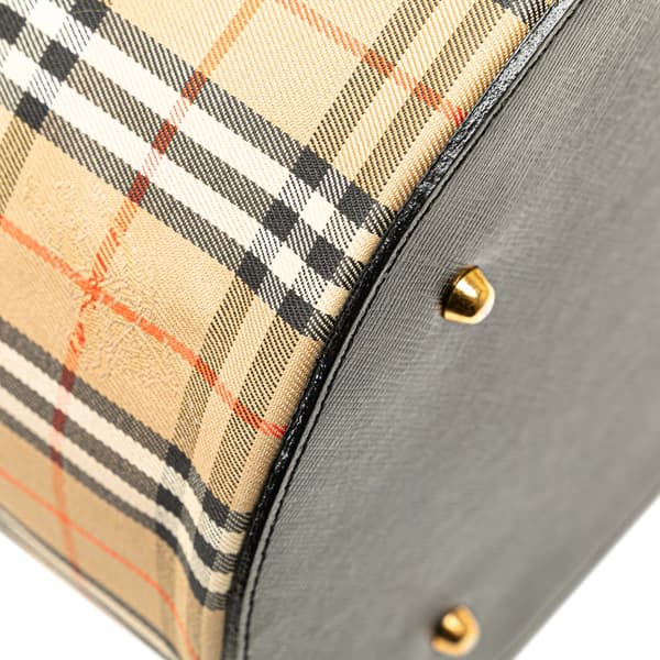 Pre-owned Burberry Haymarket Check Canvas Vanity Bag Brown