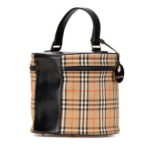 Pre-owned Burberry Haymarket Check Canvas Vanity Bag Brown