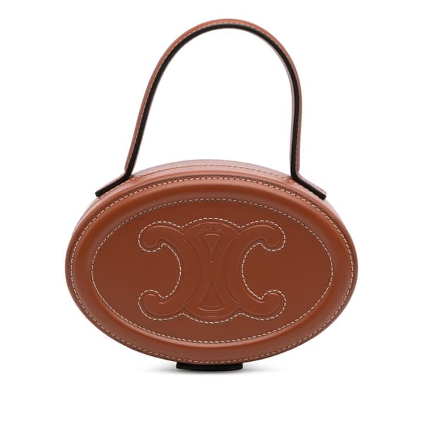 Pre-owned Celine Calfskin Cuir Triomphe Oval Handbag Brown
