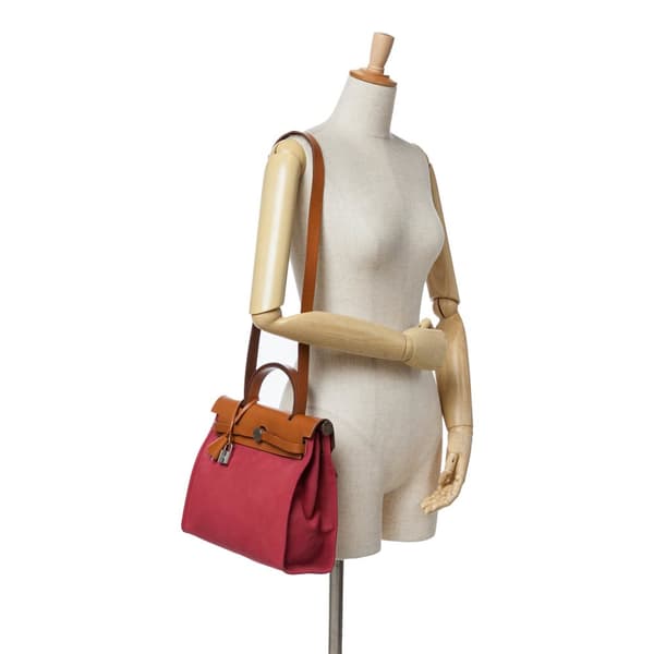 Pre-owned Hermès Toile Herbag Zip 31 Pink
