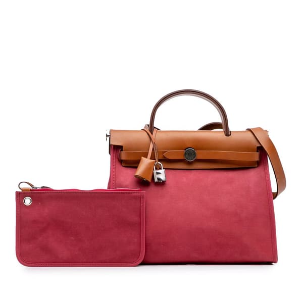 Pre-owned Hermès Toile Herbag Zip 31 Pink