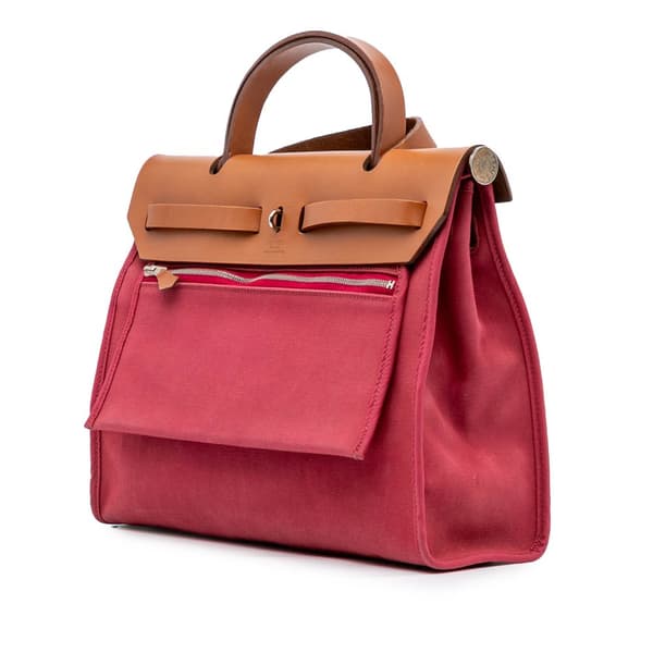 Pre-owned Hermès Toile Herbag Zip 31 Pink