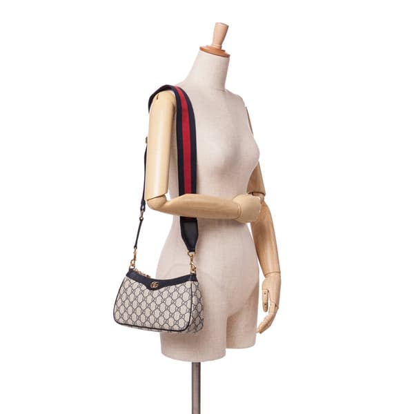 Pre-owned Gucci Small GG Supreme Ophidia Web Satchel Brown