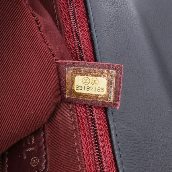 Pre-owned Chanel Medium Quilted Glazed Calfskin Gold Bar Top Handle Flap Blue