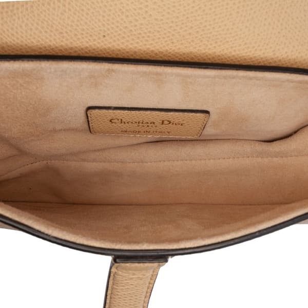 Pre-owned Dior Mini Grained Calfskin Saddle Brown