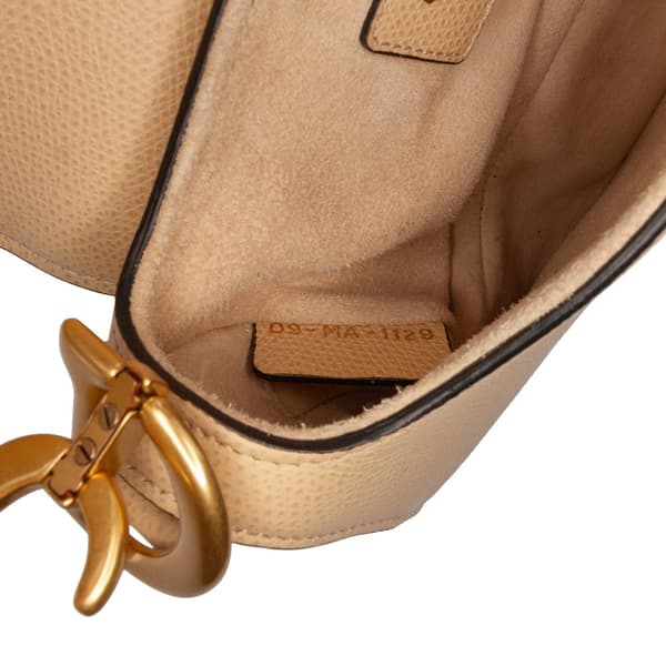 Pre-owned Dior Mini Grained Calfskin Saddle Brown