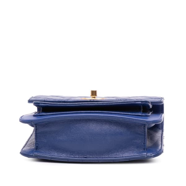 Pre-owned Chanel Mini Quilted Aged Calfskin and Caviar Chain Handle Flap Blue