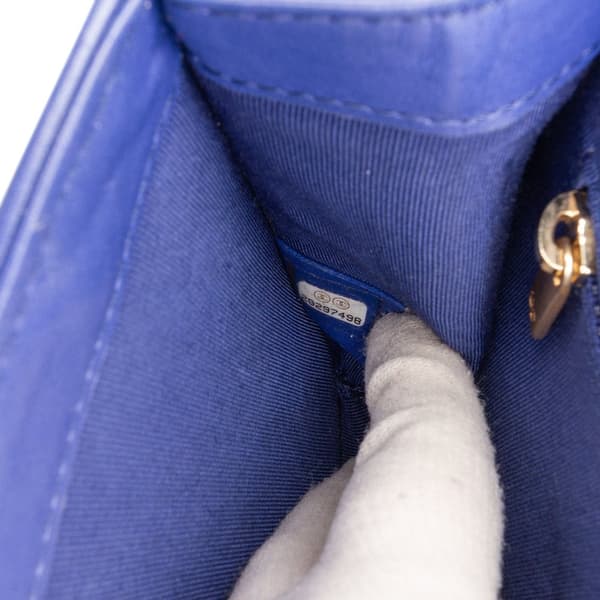 Pre-owned Chanel Mini Quilted Aged Calfskin and Caviar Chain Handle Flap Blue