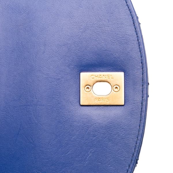 Pre-owned Chanel Mini Quilted Aged Calfskin and Caviar Chain Handle Flap Blue