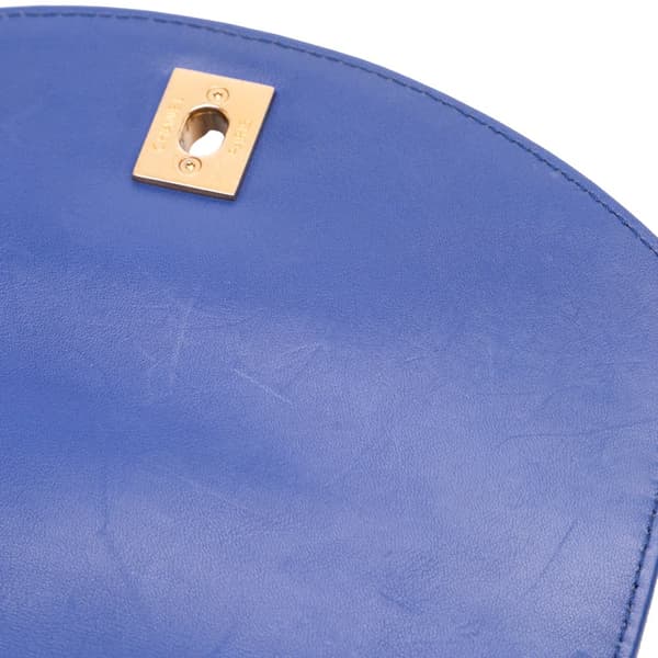 Pre-owned Chanel Mini Quilted Aged Calfskin and Caviar Chain Handle Flap Blue