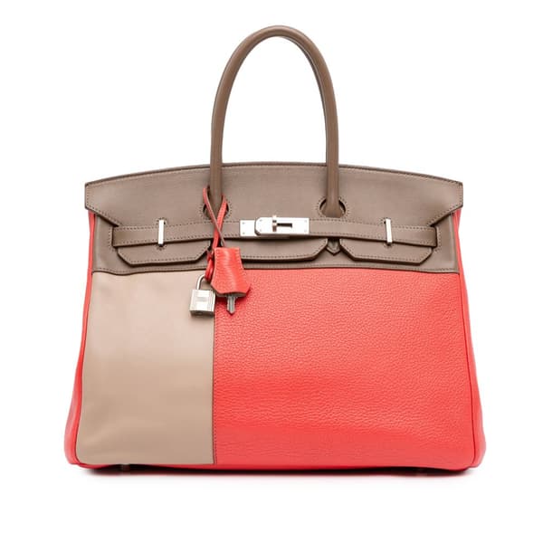 Pre-owned Hermès Tricolor Clemence and Swift Birkin Cascade Retourne 35 Pink