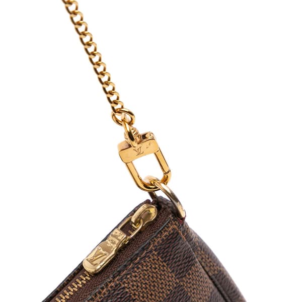 Pre-owned Louis Vuitton Damier Ebene Mini Pochette Accessoires Brown