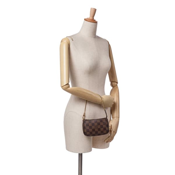 Pre-owned Louis Vuitton Damier Ebene Mini Pochette Accessoires Brown