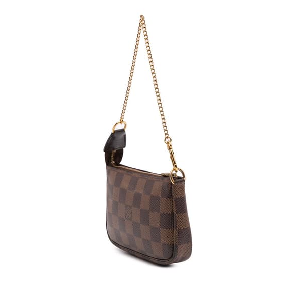 Pre-owned Louis Vuitton Damier Ebene Mini Pochette Accessoires Brown