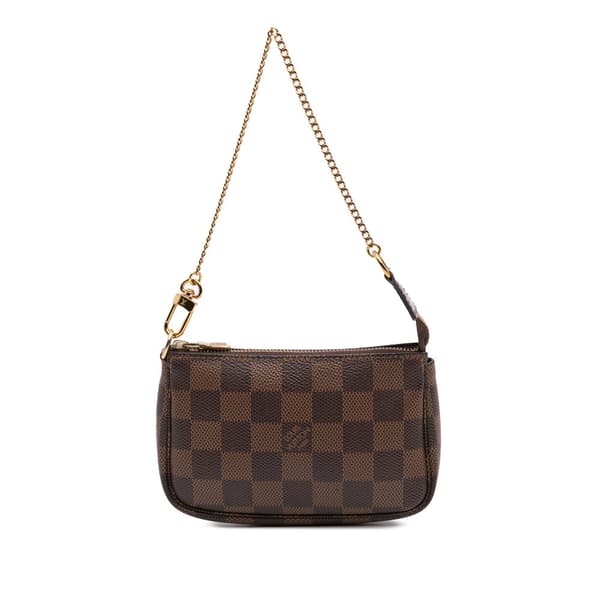 Pre-owned Louis Vuitton Damier Ebene Mini Pochette Accessoires Brown