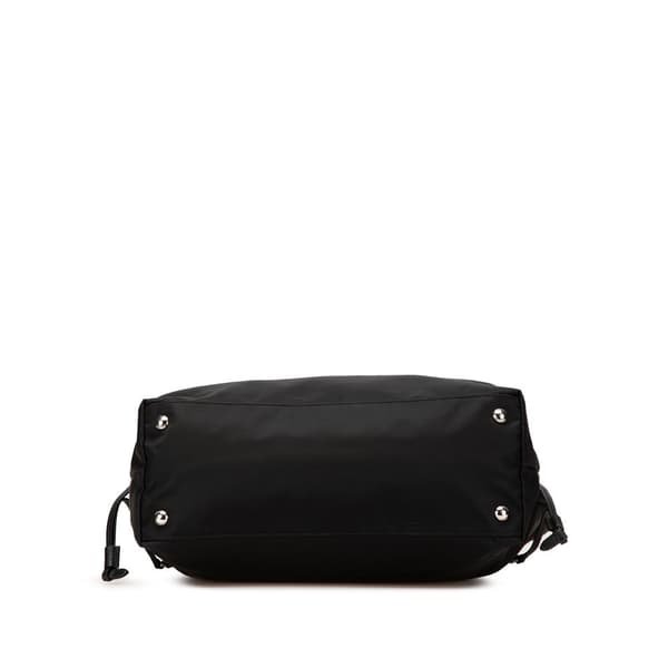 Pre-owned Prada Tessuto Saffiano Trimmed Open Convertible Tote Black