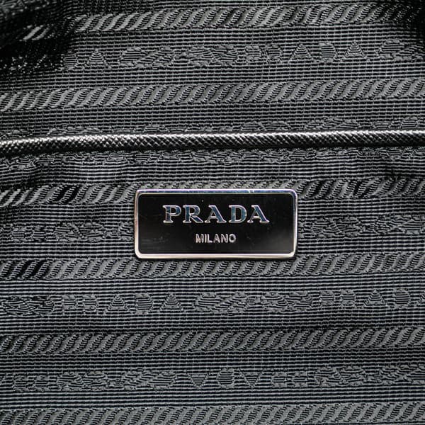 Pre-owned Prada Tessuto Saffiano Trimmed Open Convertible Tote Black