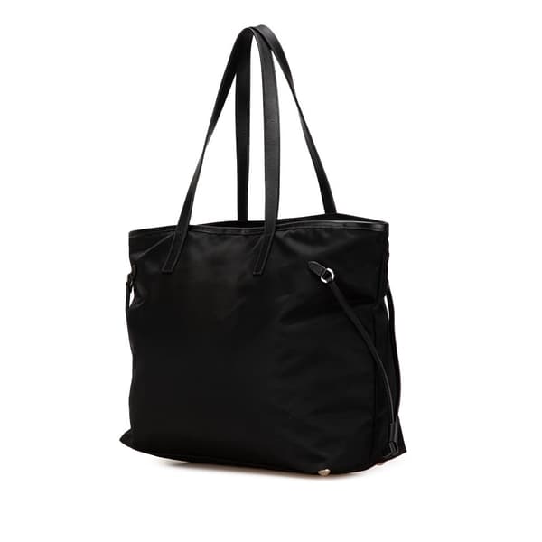 Pre-owned Prada Tessuto Saffiano Trimmed Open Convertible Tote Black