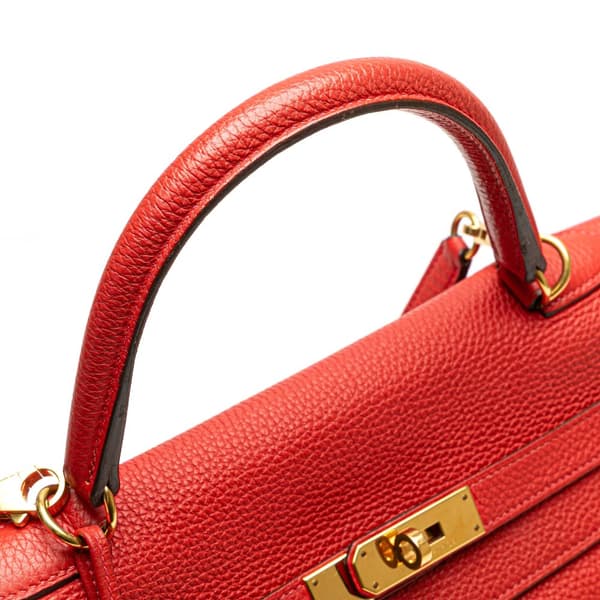 Pre-owned Hermès Togo Kelly II Retourne 35 Red