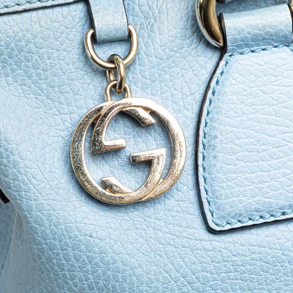 Pre-owned Gucci Leather Interlocking G Charmy Satchel Blue