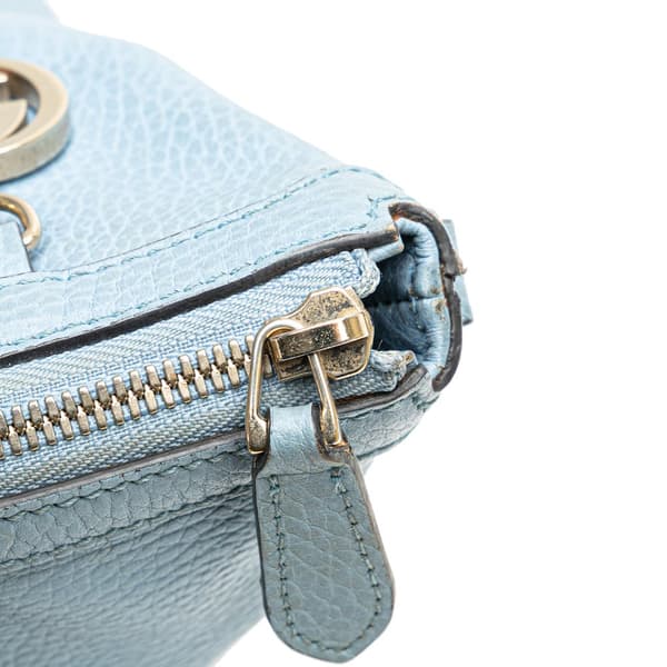 Pre-owned Gucci Leather Interlocking G Charmy Satchel Blue
