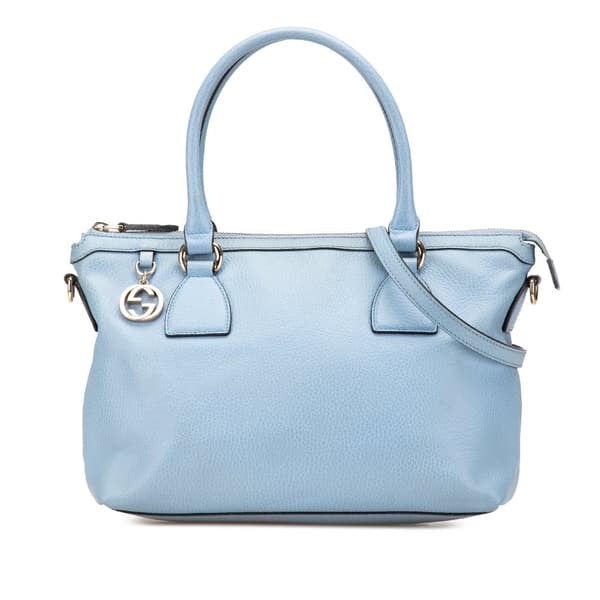 Pre-owned Gucci Leather Interlocking G Charmy Satchel Blue