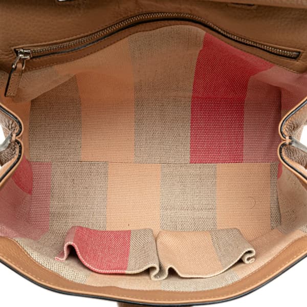 Pre-owned Gucci Medium Leather Bamboo Daily Satchel Brown