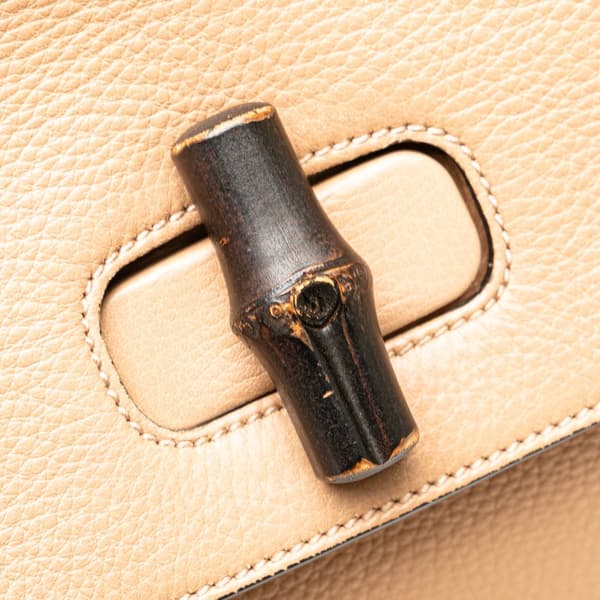 Pre-owned Gucci Medium Leather Bamboo Daily Satchel Brown