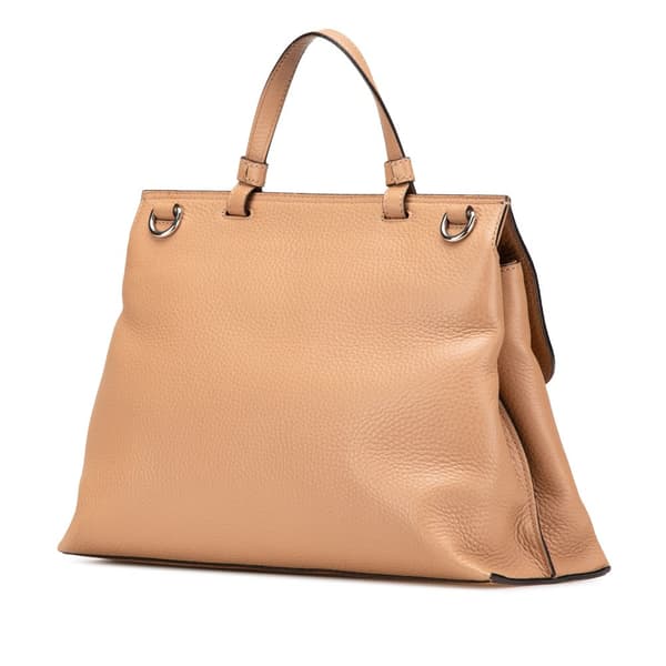 Pre-owned Gucci Medium Leather Bamboo Daily Satchel Brown