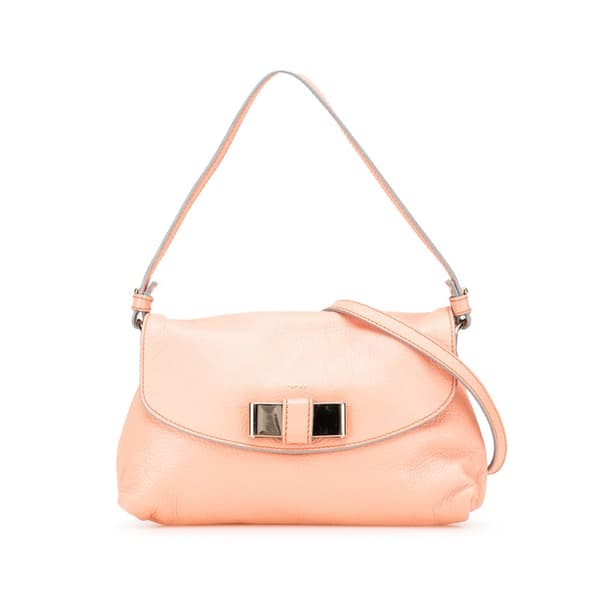 Pre-owned Chloé Leather Lily Bow Satchel Orange
