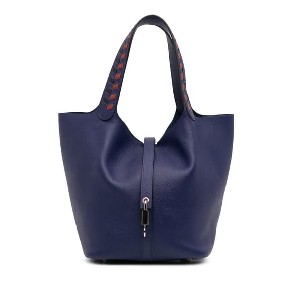 Pre-owned Hermès Epsom Tressage Picotin Lock 22 Blue